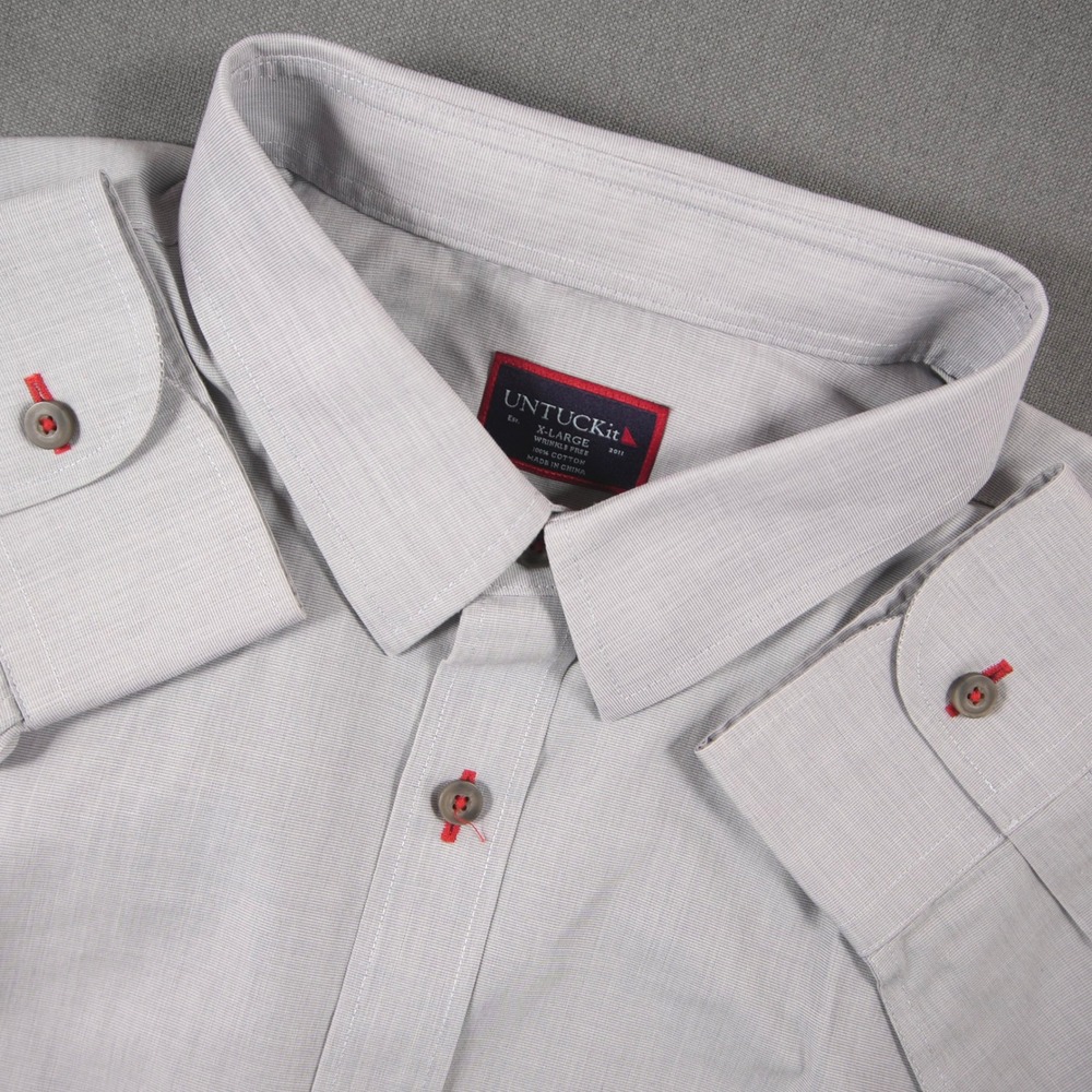 UNTUCKit Rubican WF Wrinkle Free Regular Fit Men Shirt XL Office Gray Work